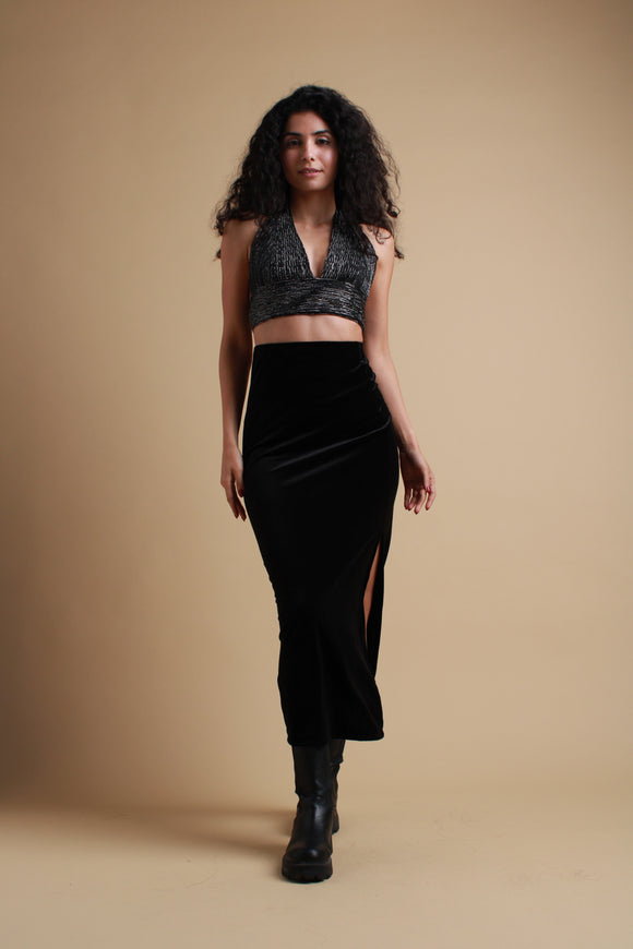 Black Velvet Maxi Skirt