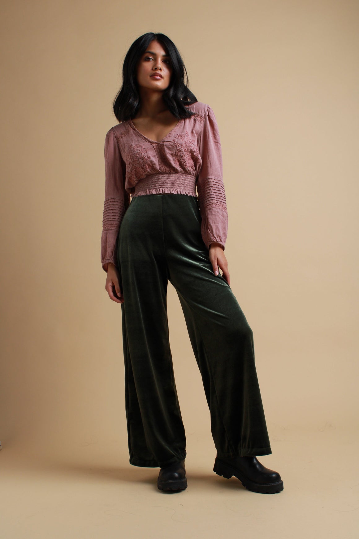 Khaki Velvet Trousers