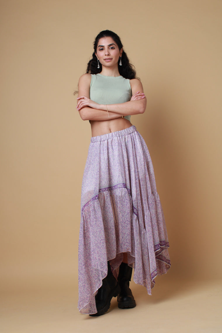 Lilac Saree Maxi Skirt