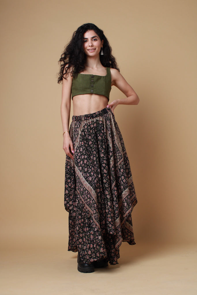 Black Saree Maxi Skirt