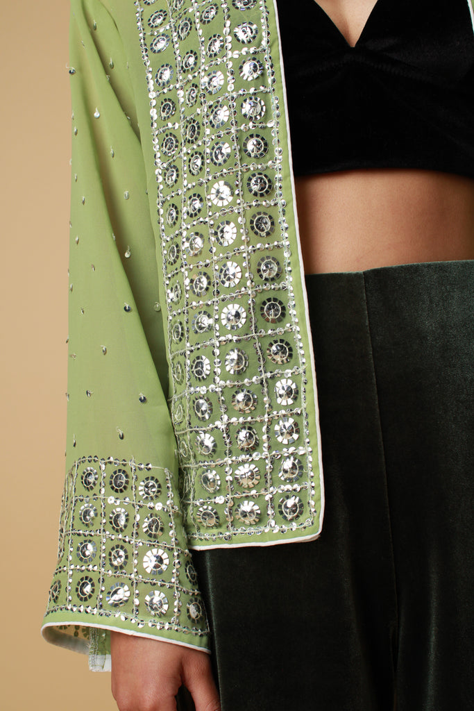 Mint Green Embellished Kimono