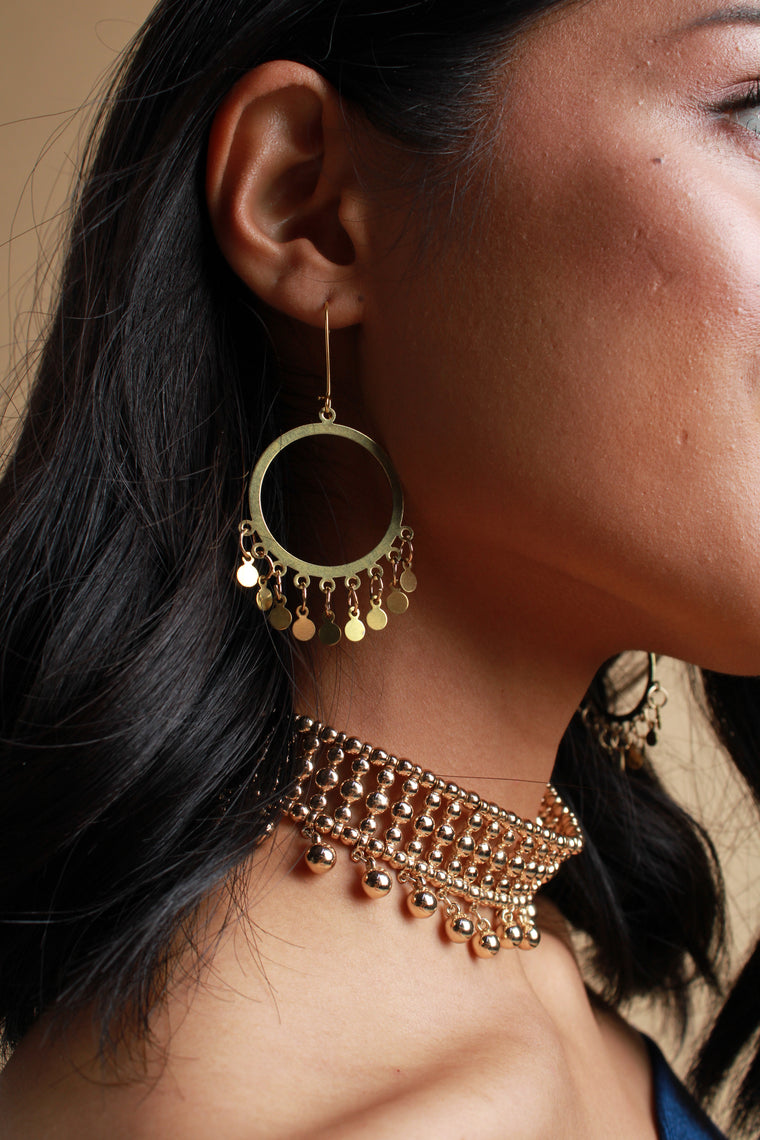 Gold Circle Earrings With Gold Discs