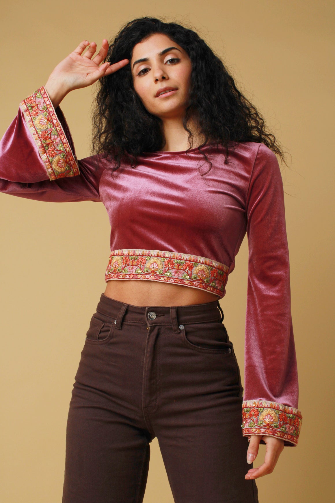 Lilac Velvet Bell Sleeve