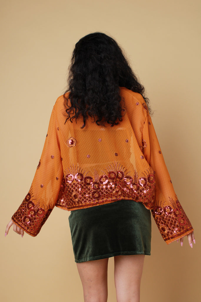 Orange Embellished Kimono