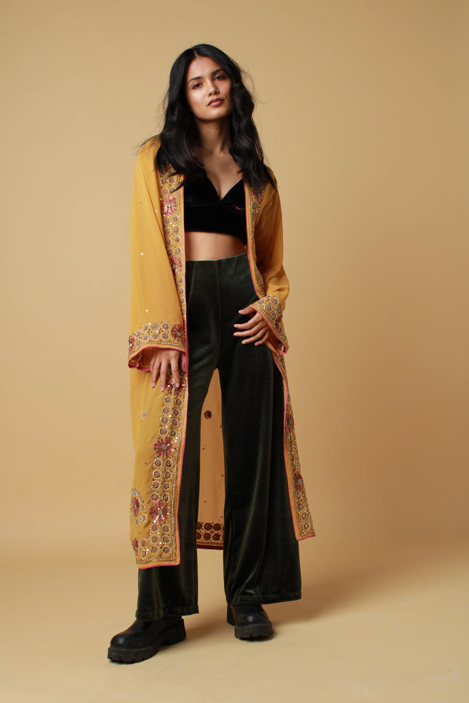 Mustard Embellished Kimono