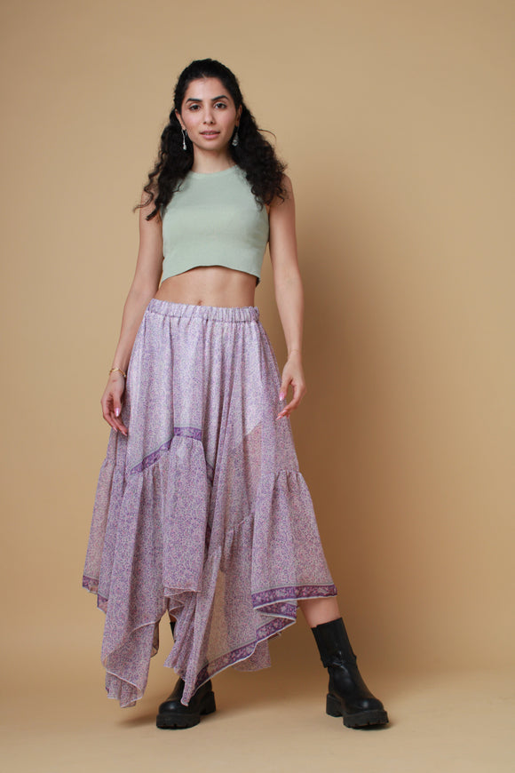 Lilac Saree Maxi Skirt