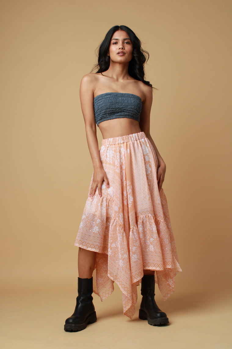 Pink Saree Maxi Skirt