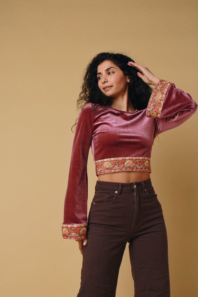 Lilac Velvet Bell Sleeve