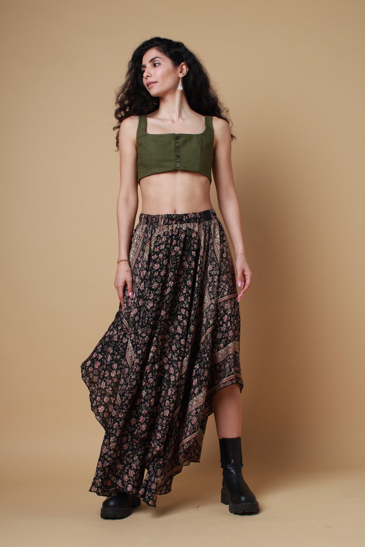 Black Saree Maxi Skirt
