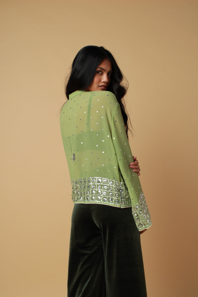 Mint Green Embellished Kimono