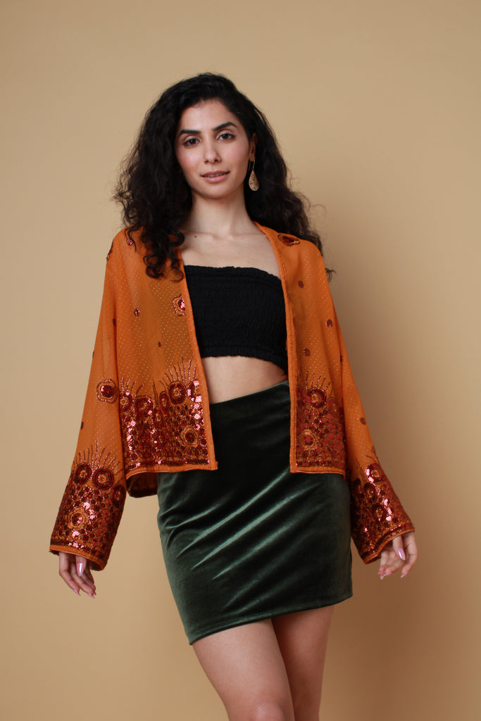 Orange Embellished Kimono