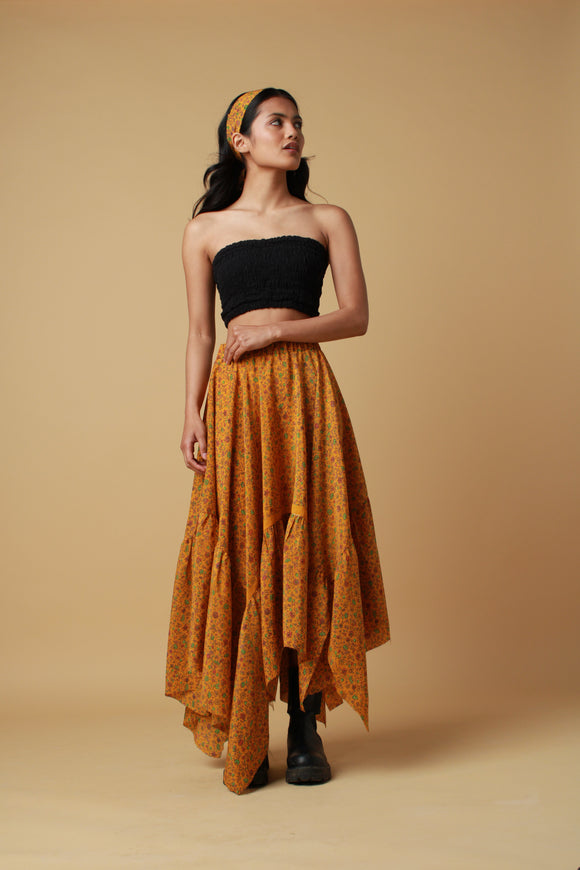 Orange Saree Maxi Skirt