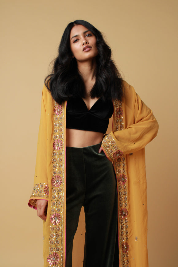 Mustard Embellished Kimono