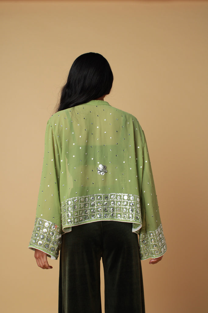 Mint Green Embellished Kimono