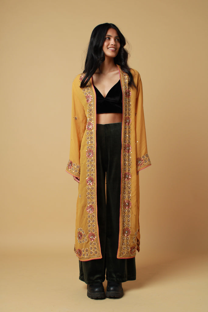 Mustard Embellished Kimono