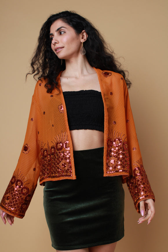 Orange Embellished Kimono