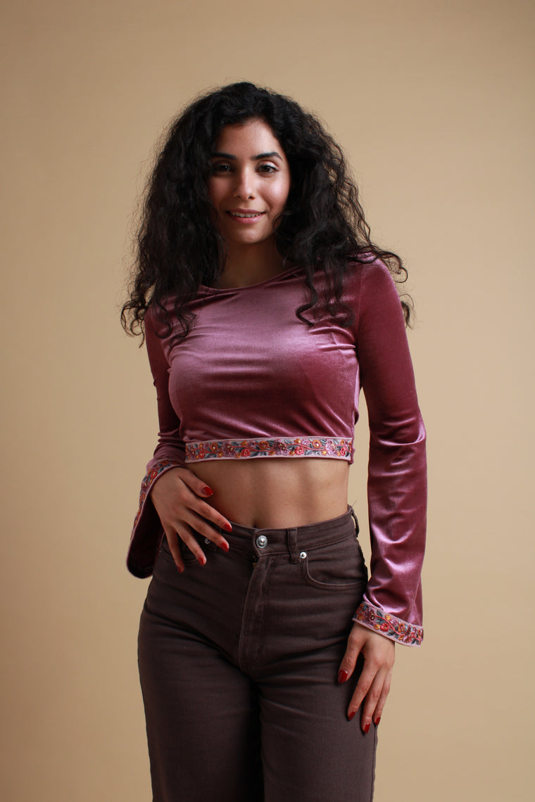 Lilac Velvet Bell Sleeve