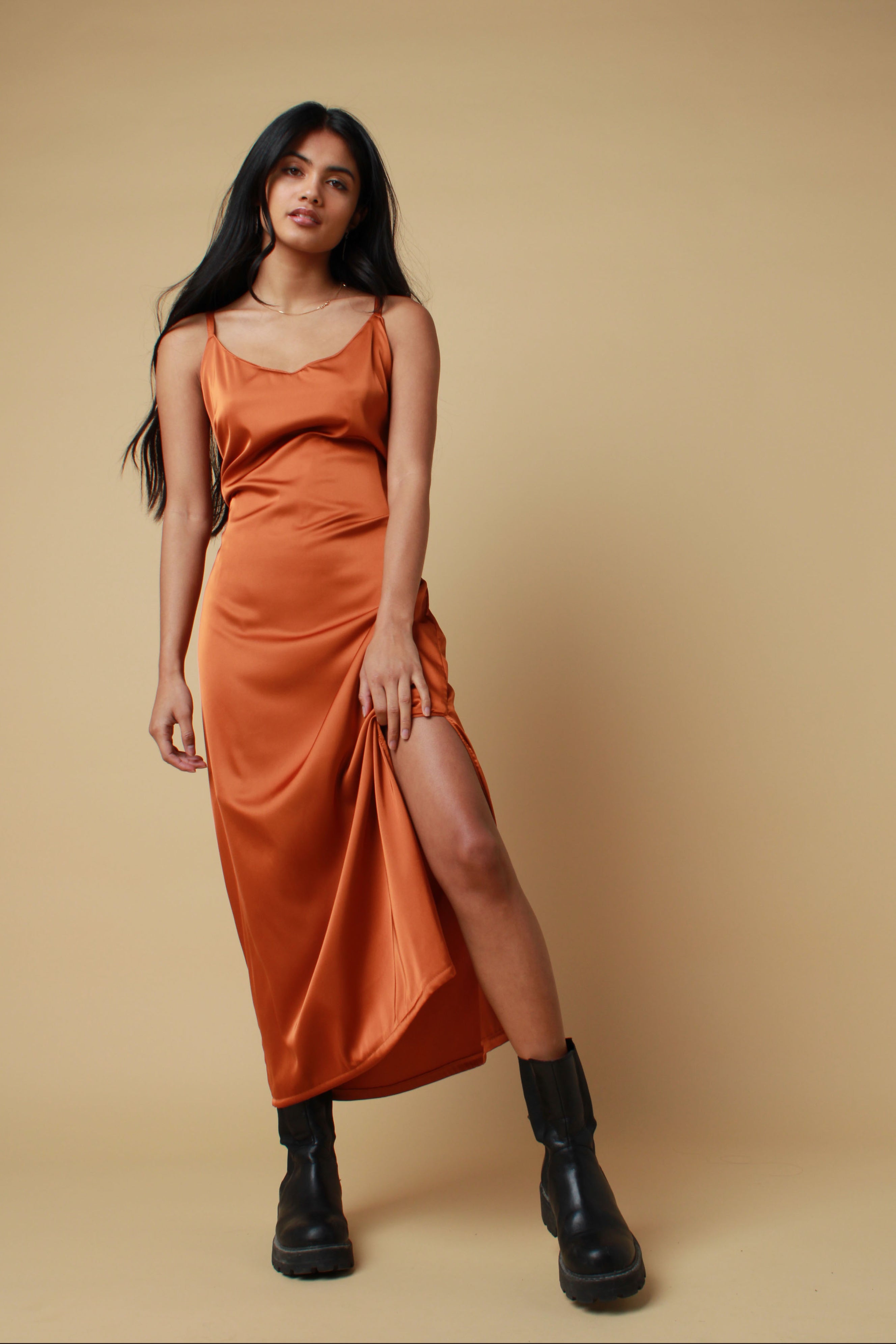 Rust Slip Dress SoleilStore - Main Image